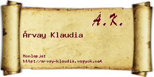 Árvay Klaudia névjegykártya