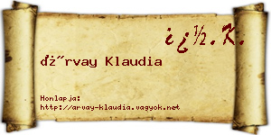 Árvay Klaudia névjegykártya